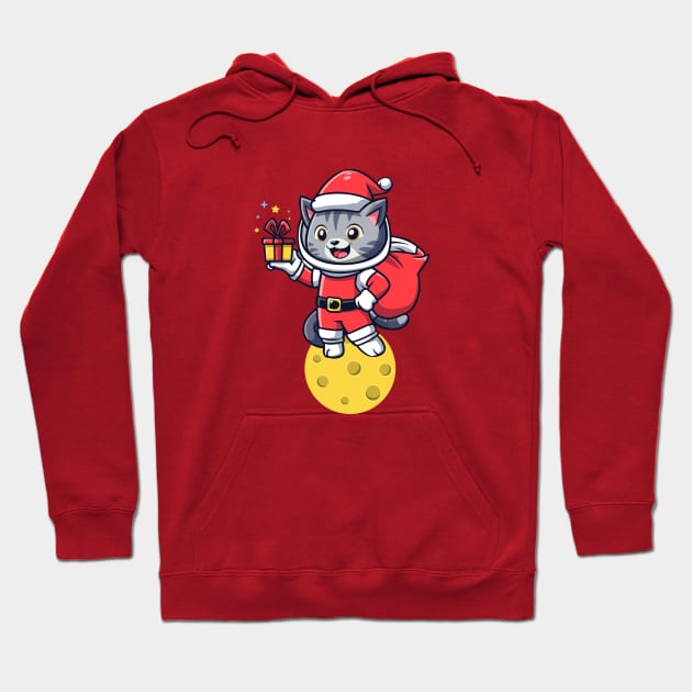 Space cat in Santa Claus suit Hoodie by KENG 51